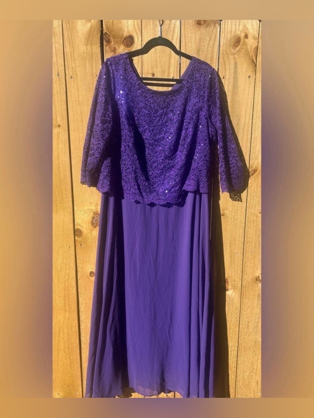 Roaman’s Sequined Lace 3/4 Sleeve Dress, Size 16W Petite!